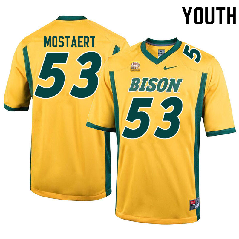 Youth #53 Eli Mostaert North Dakota State Bison College Football Jerseys Sale-Yellow